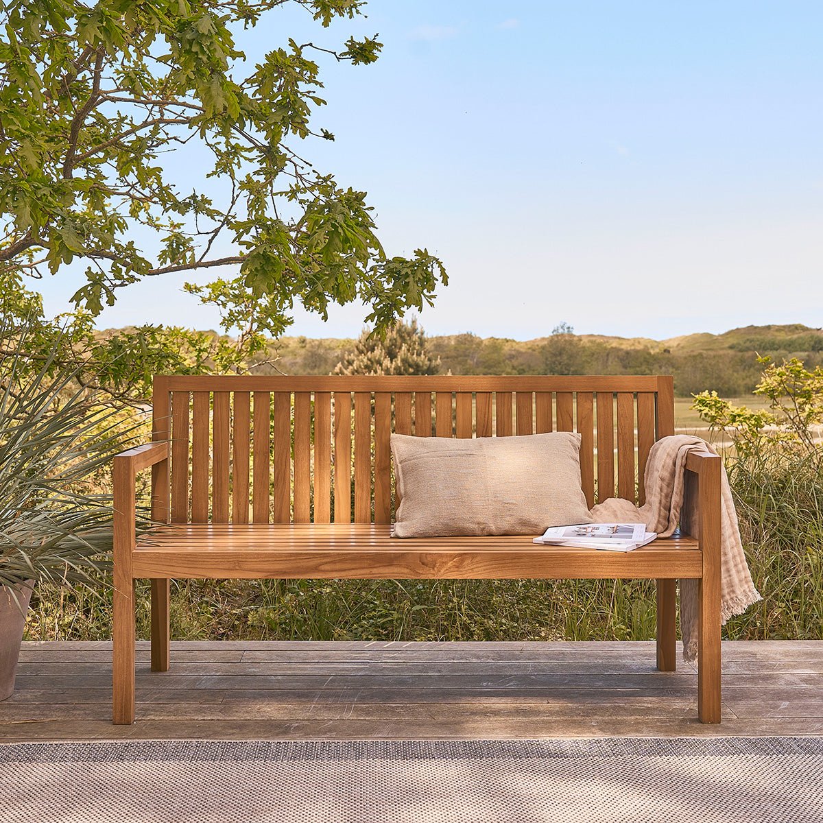Banc de jardin en teck massif 3 places MALTE naturel, BERAH GETAH