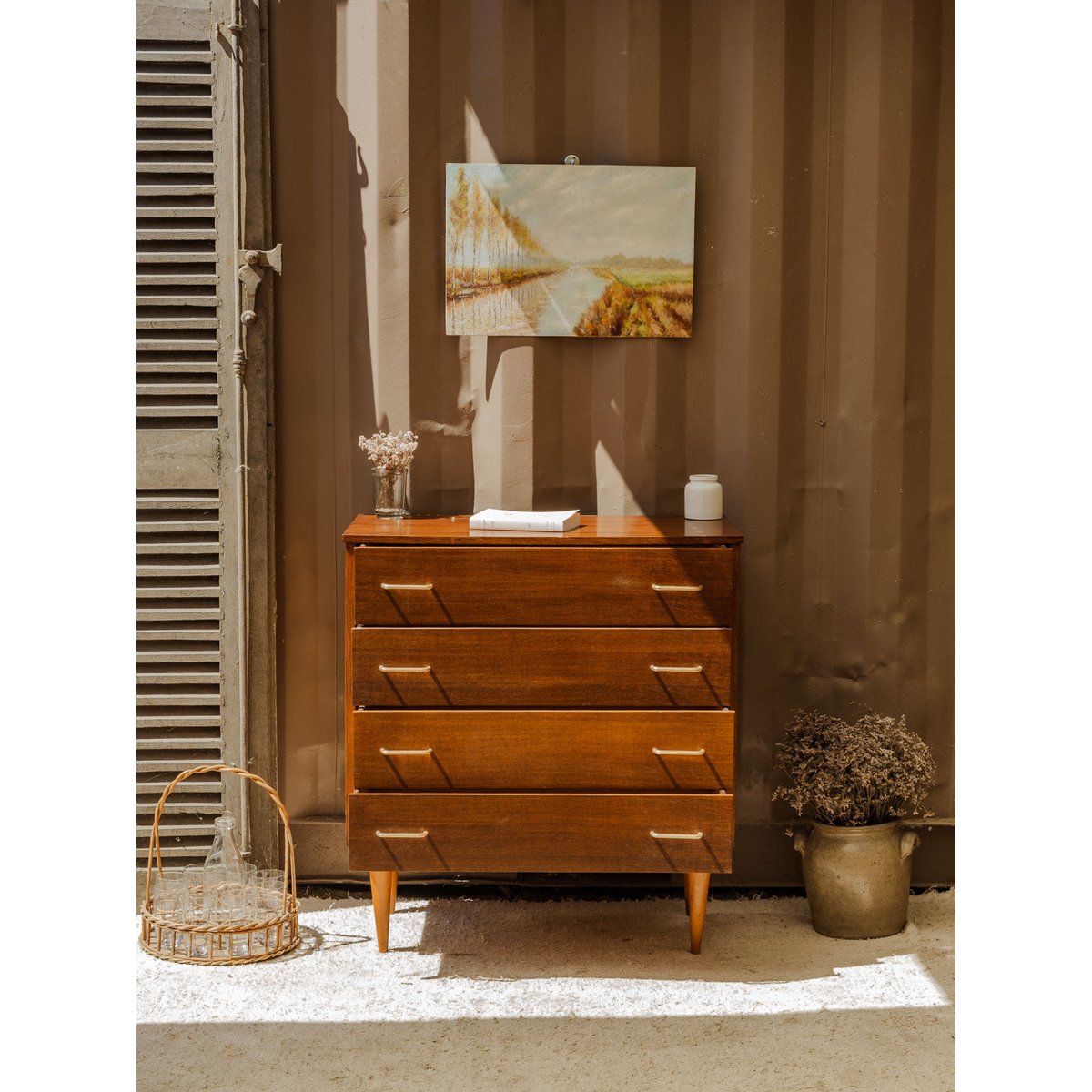 Commode en bois Olga N°676 - Bon état bois foncé, DEBONGOUT