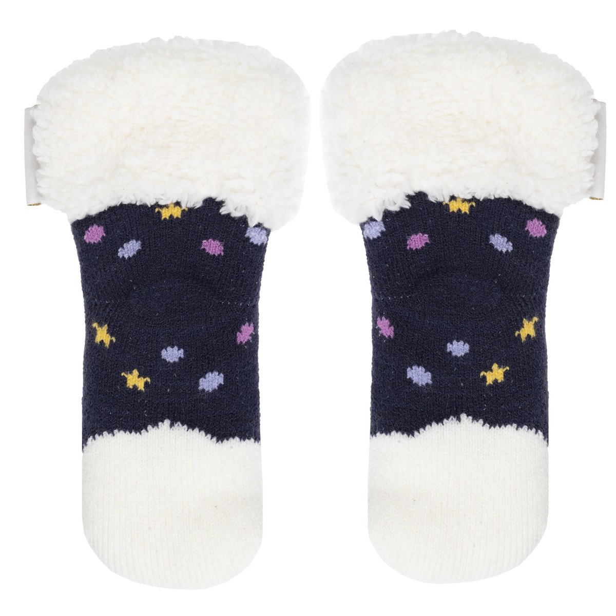 Chaussettes anti-dérapantes maille jacquard, picots antidérapants bleu, ISOTONER