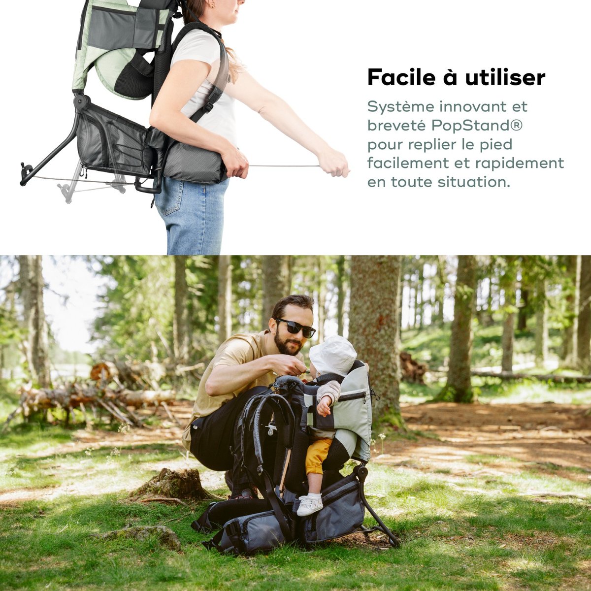 Porte-bébé de randonnée ajustable vert, BABYMOOV