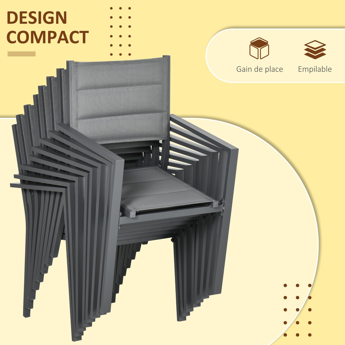 Ensemble de salon de jardin Aluminium Gris noir, OUTSUNNY