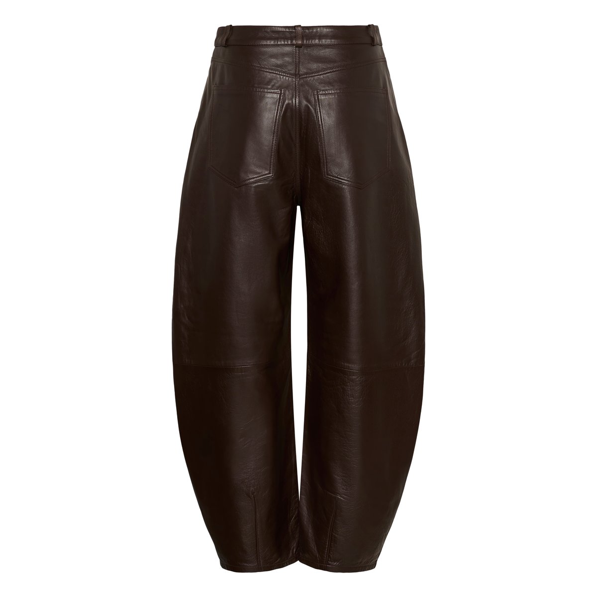 Pantalon en cuir marron ganache, SOAKED IN LUXURY