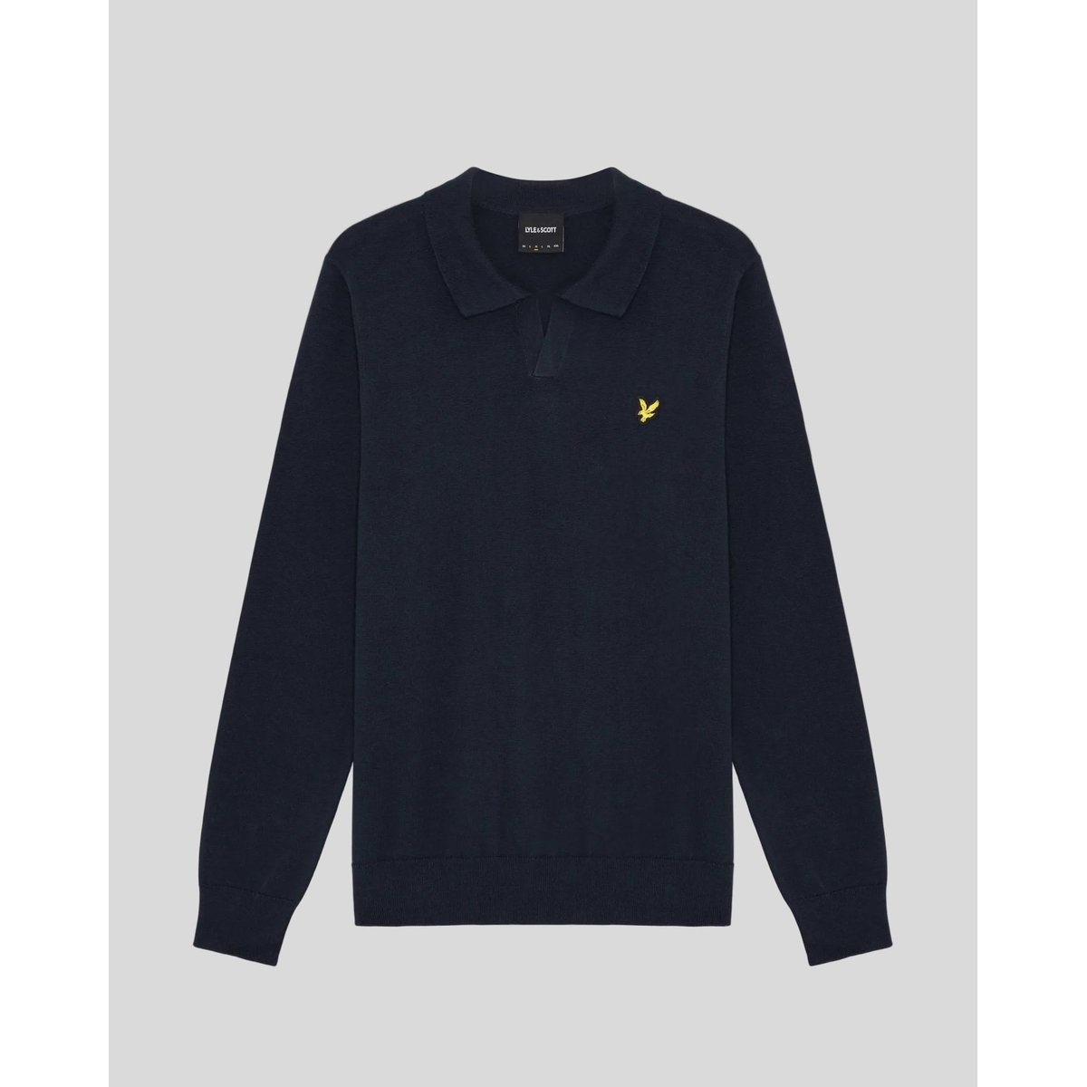 Pull à col polo en coton bleu foncé marine, LYLE & SCOTT