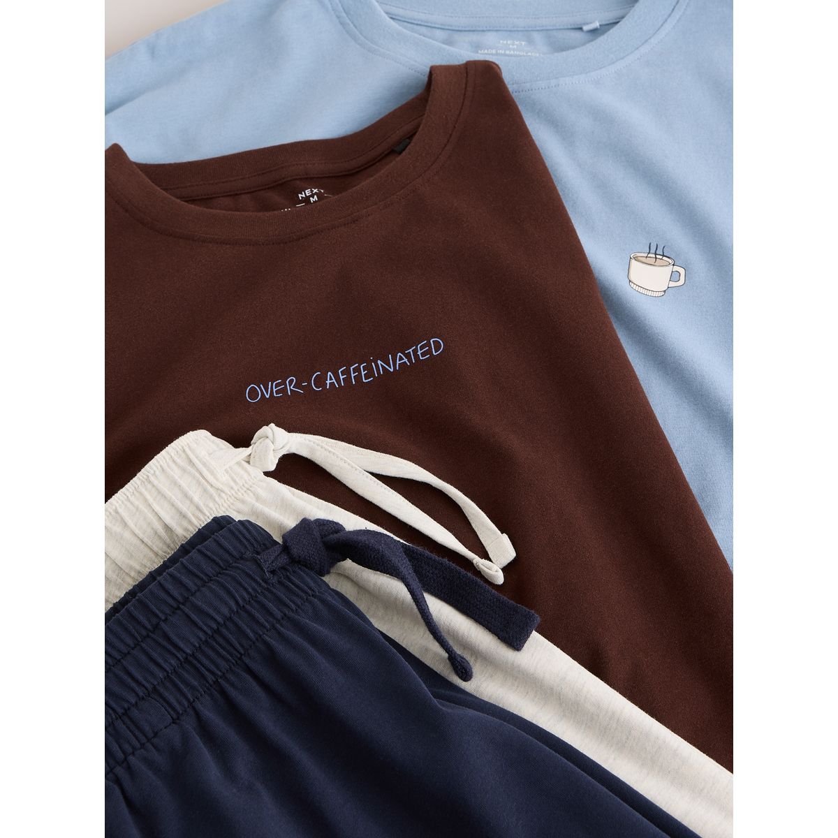 Ensemble pyjama short en jersey, lot de 2 café imprimé bleu/marron, NEXT