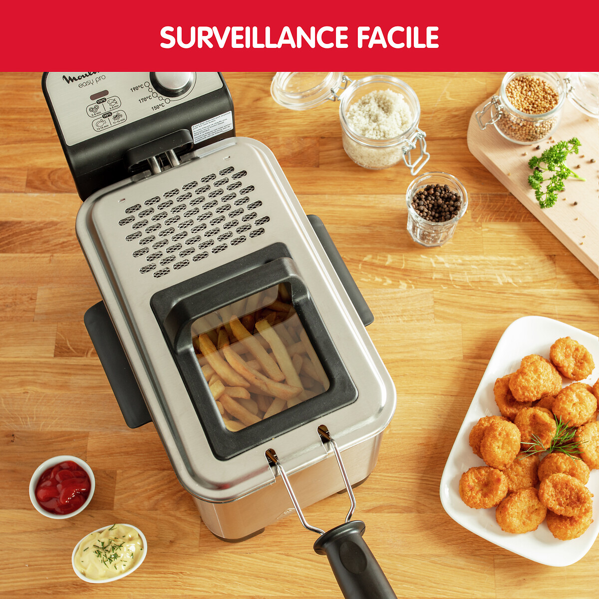 Friteuse Easy Pro AM338070 inox, MOULINEX