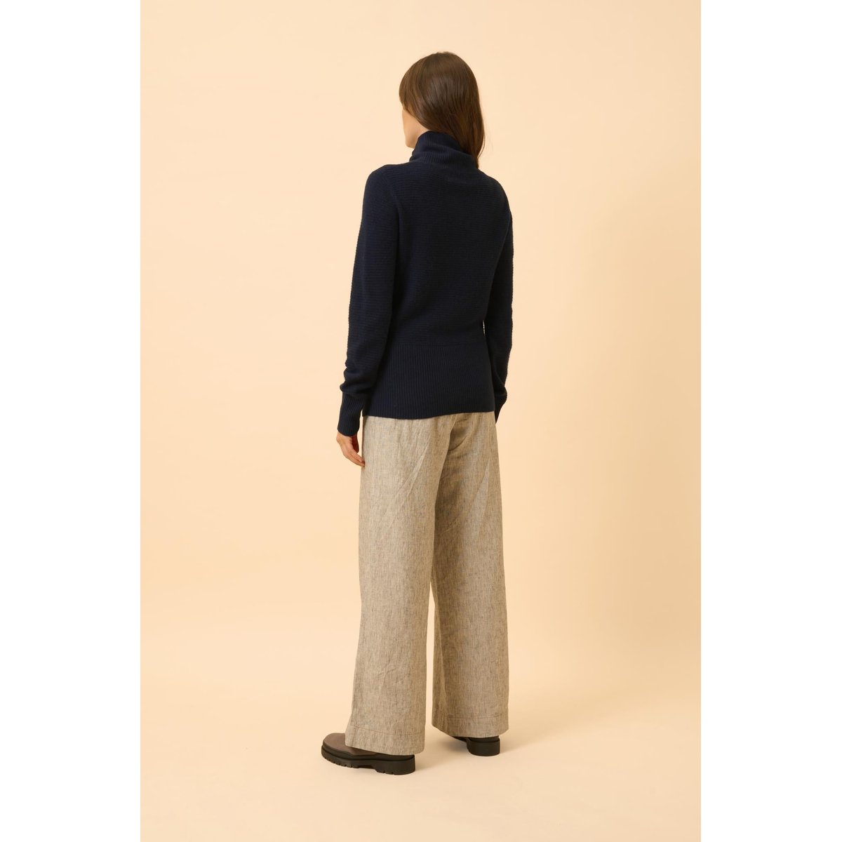 Pull Col Roulé Navy Udny bleu foncé, JUST CASHMERE