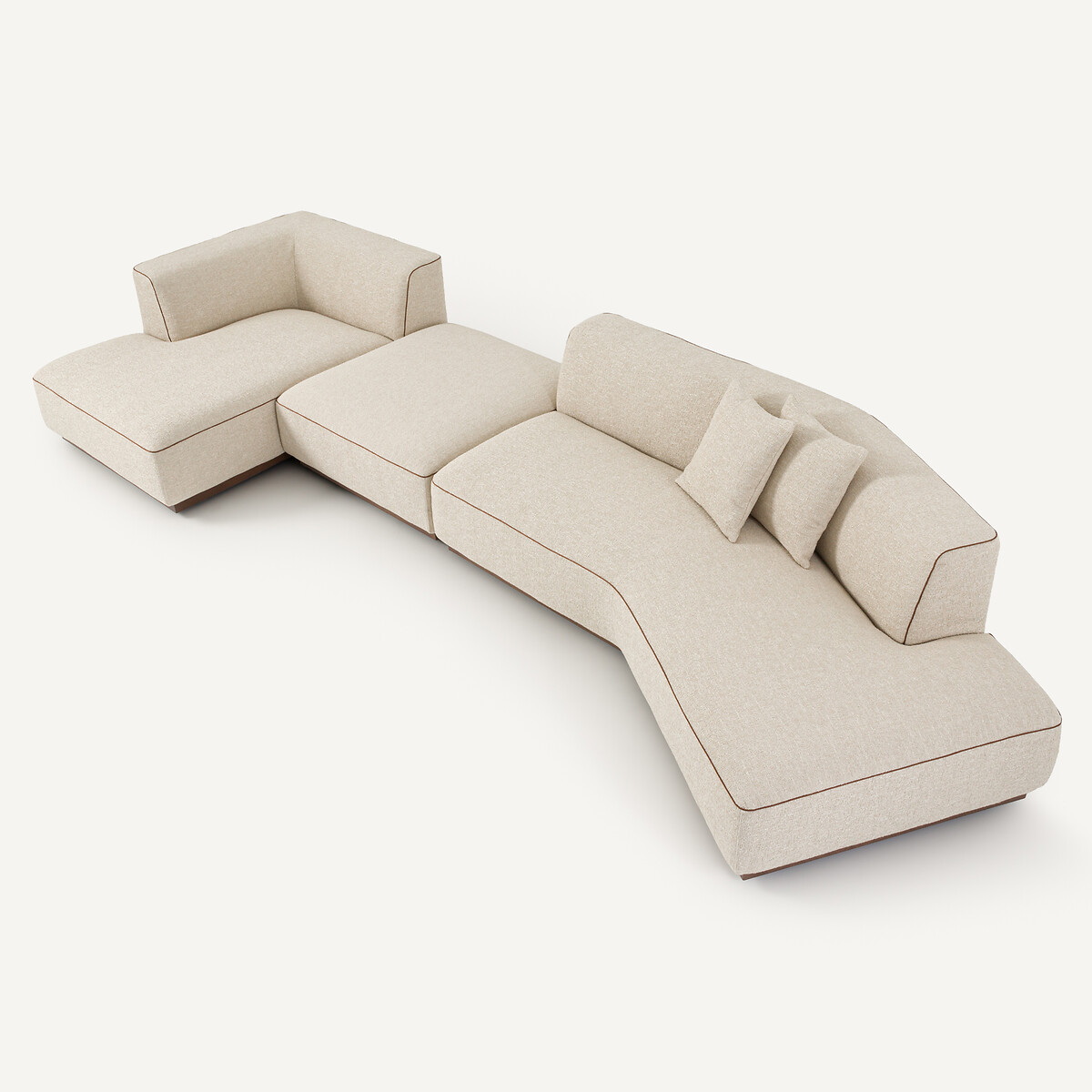 Canapé d'angle gauche ouvert avec repose-pieds en bouclette, JACOPO sable, AM.PM