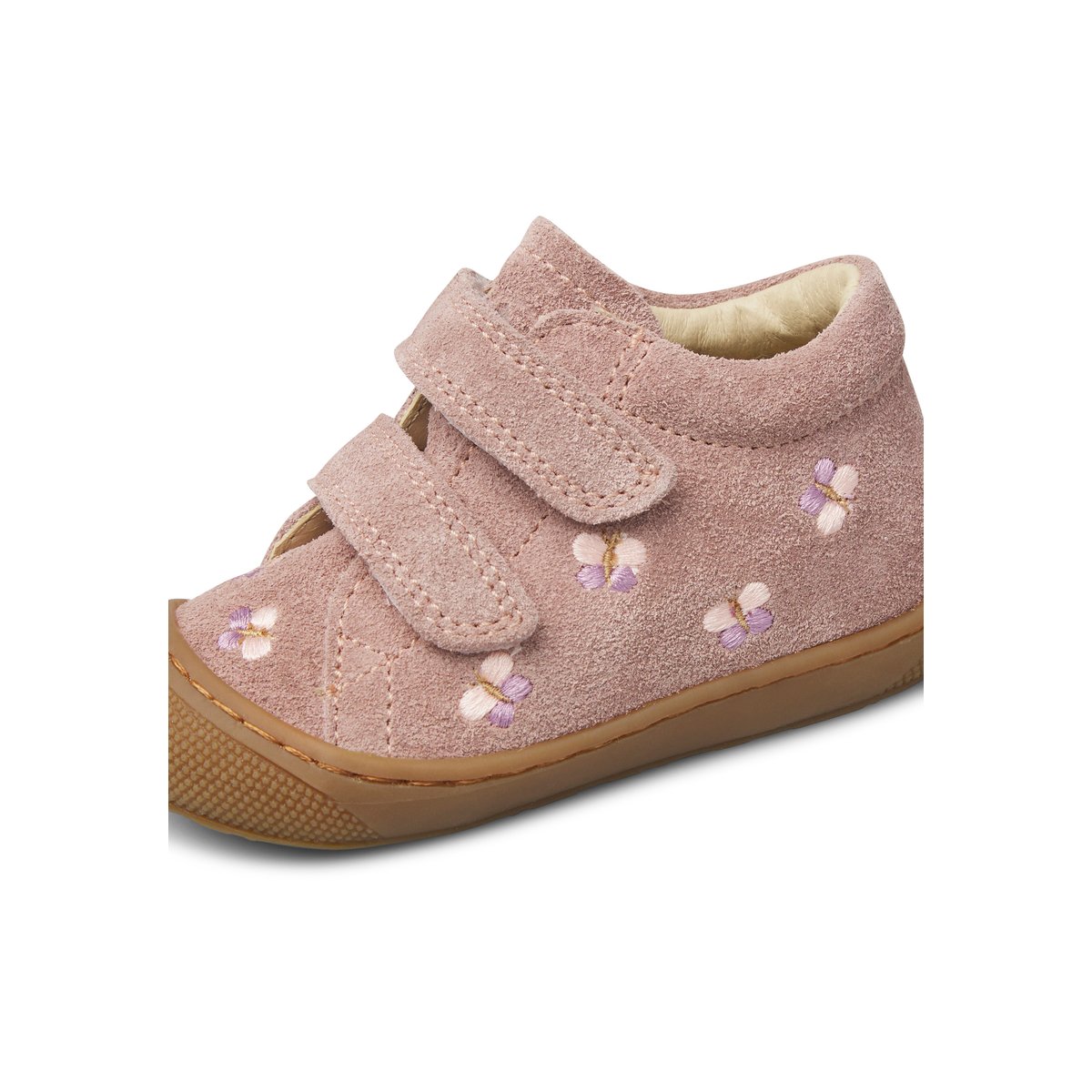 Chaussures premiers pas en suède COCOON VL EMBR.BUTTERFLY rose-marron, NATURINO