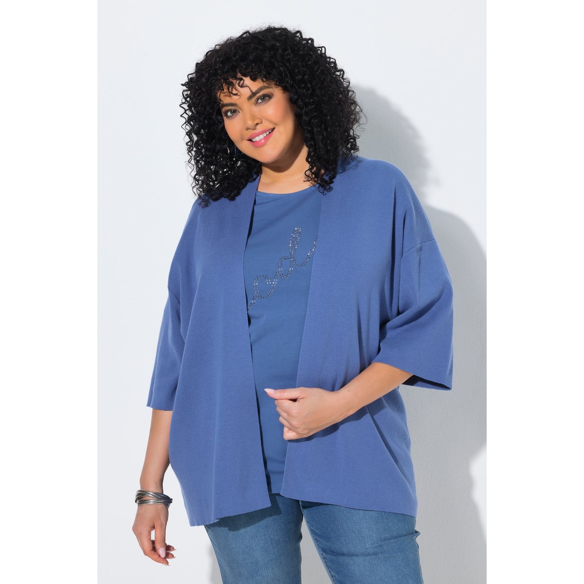 Cardigan oversize, coupe ouverte bleu voile clair, ULLA POPKEN