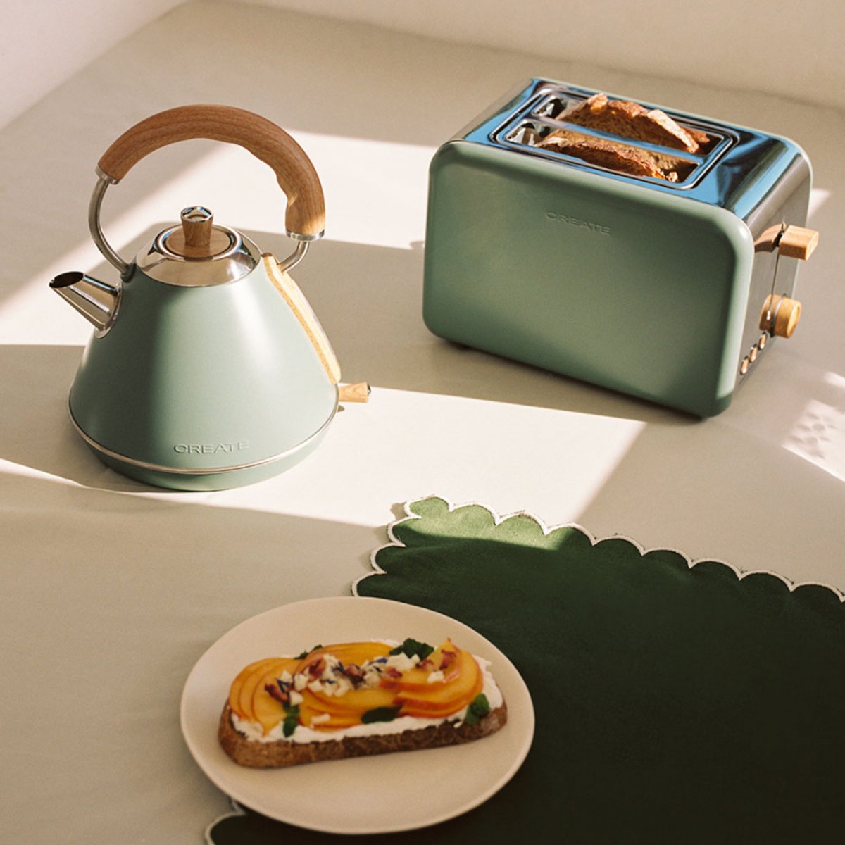 Pack grille-pain + bouilloire TOAST RETRO (petit) & KETTLE sauge, CREATE
