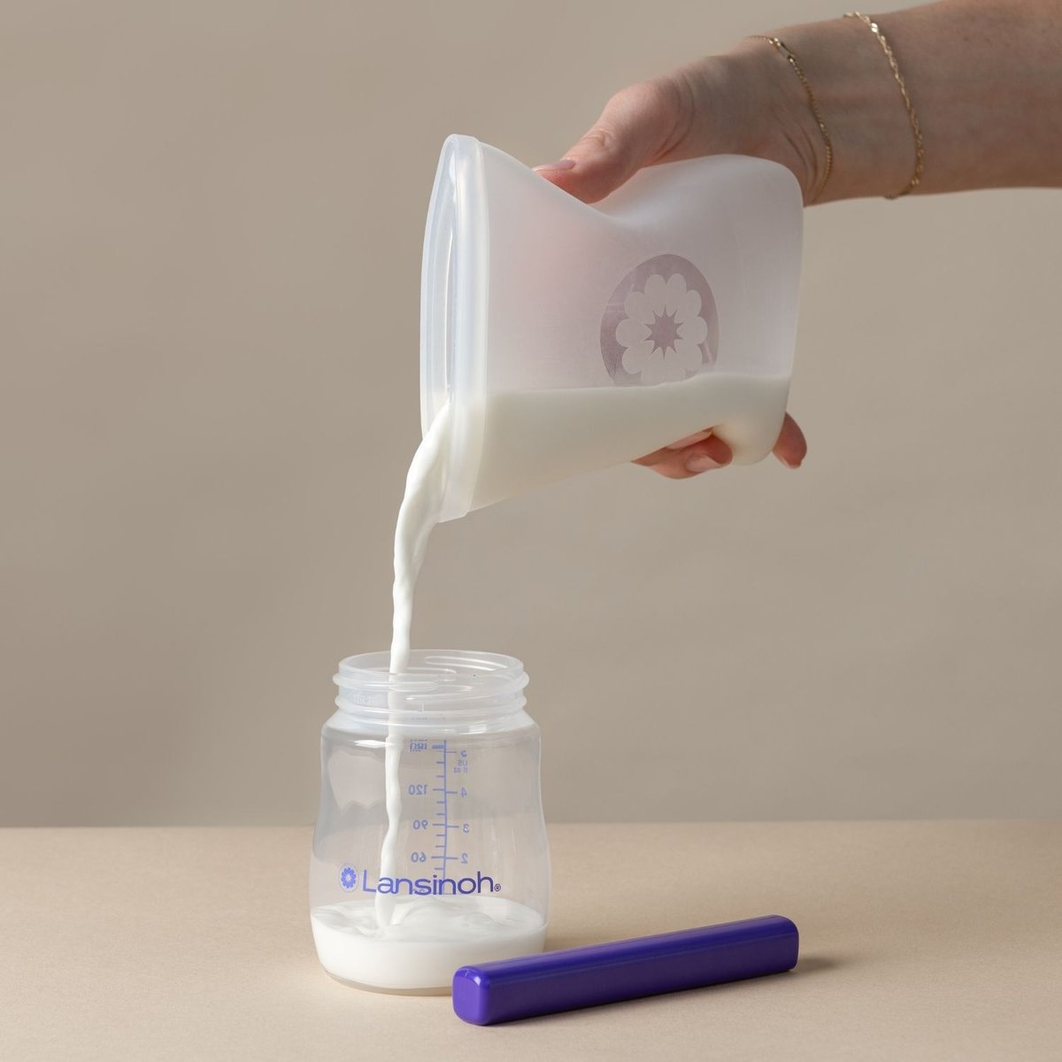 Lot de 5 sachets de conservation de lait maternel blanc, violet, LANSINOH