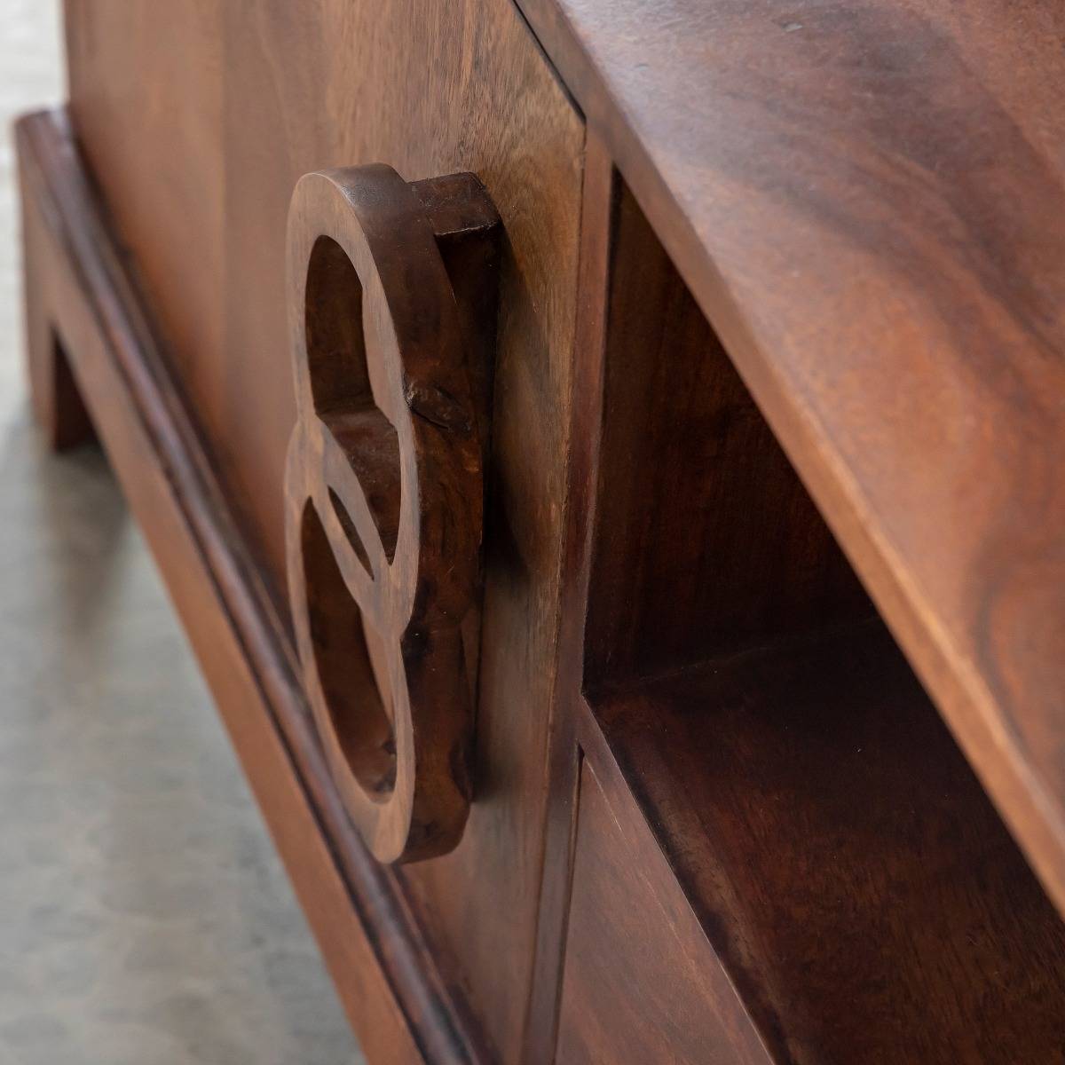 Meuble TV en bois d'acacia QUILLA bois foncé, MADE IN MEUBLES