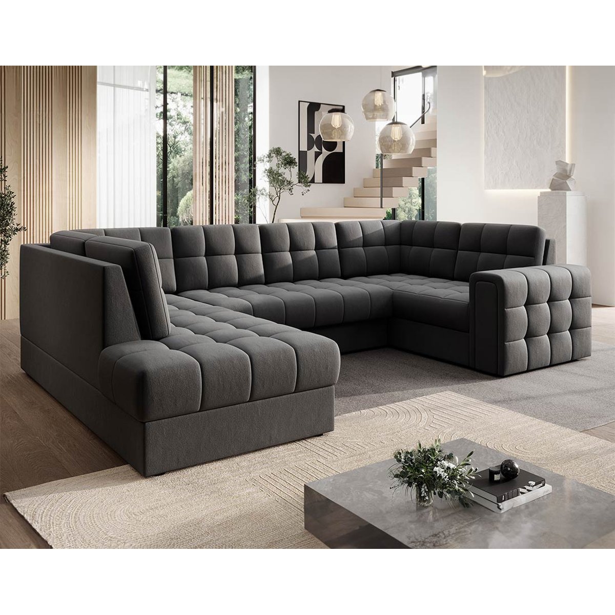 Canapé d'Angle Convertible 7 places - NAPPA gris, BEST MOBILIER