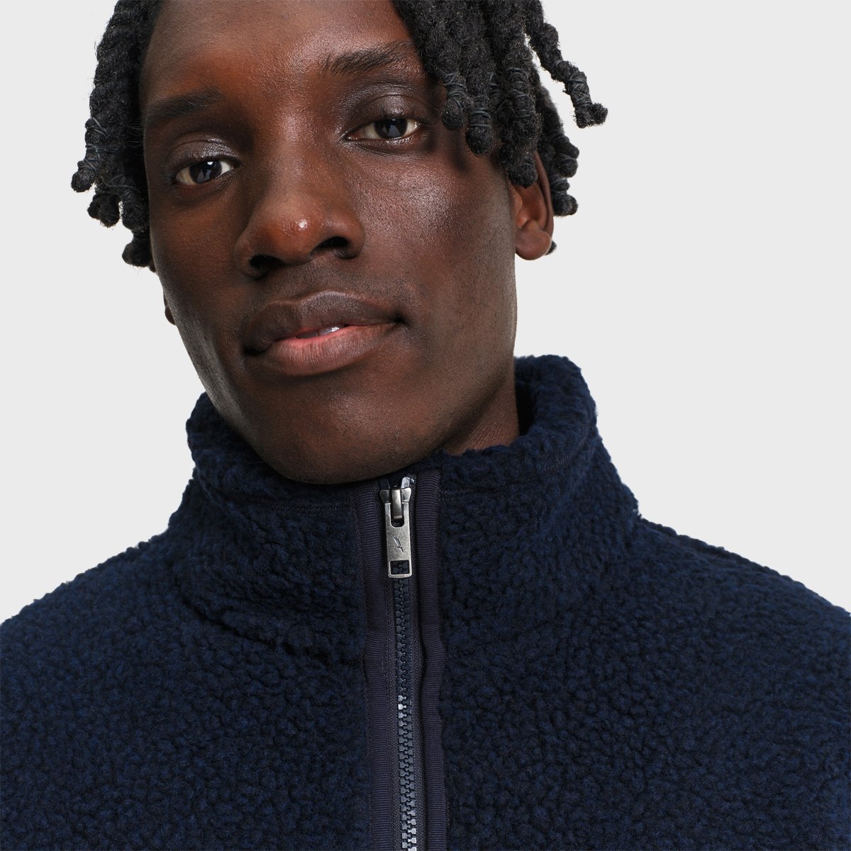 Veste sherpa recyclée col montant zippée bleu marine, AIGLE