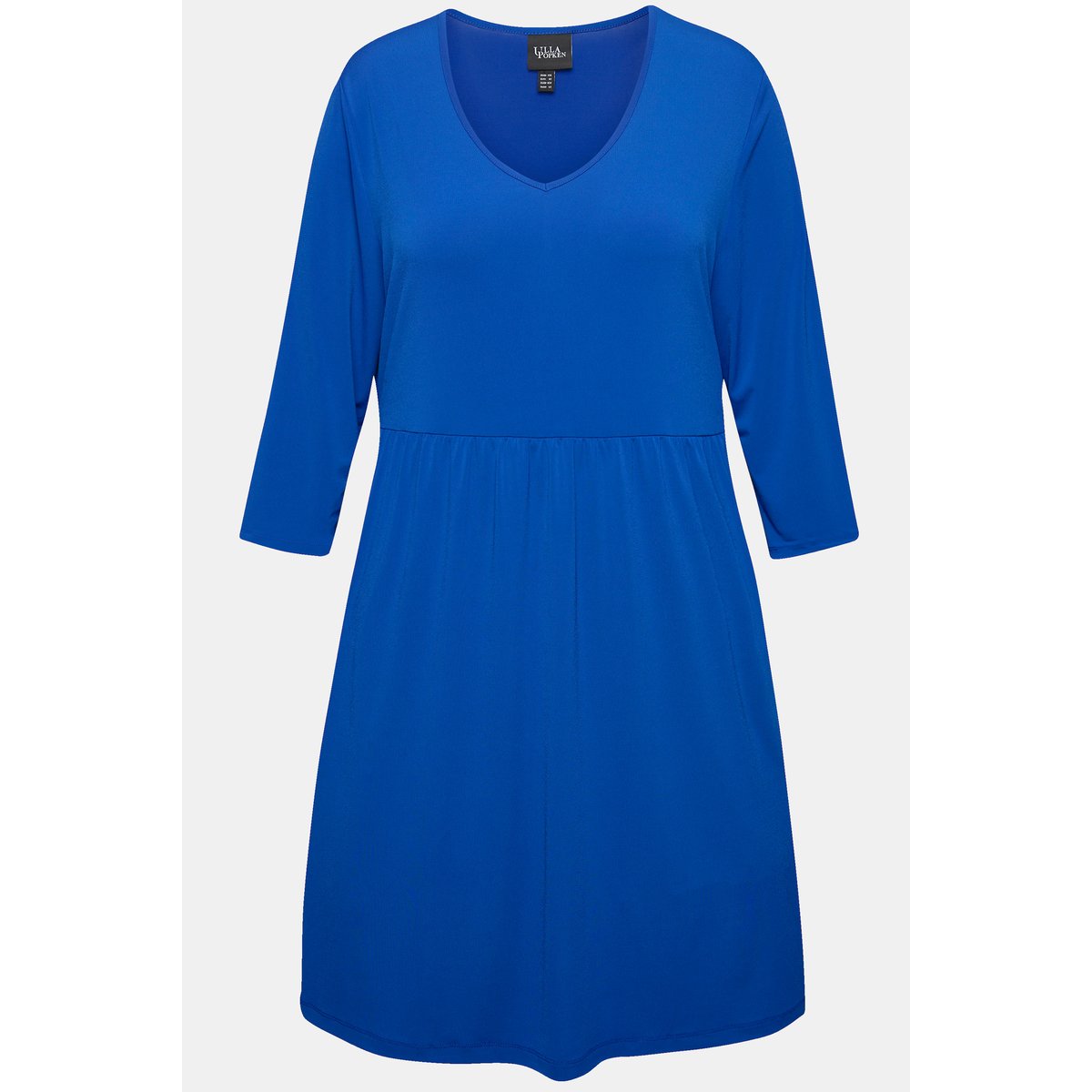 T-shirt long à col tunisien et manches 3/4. bleu cobalt, ULLA POPKEN