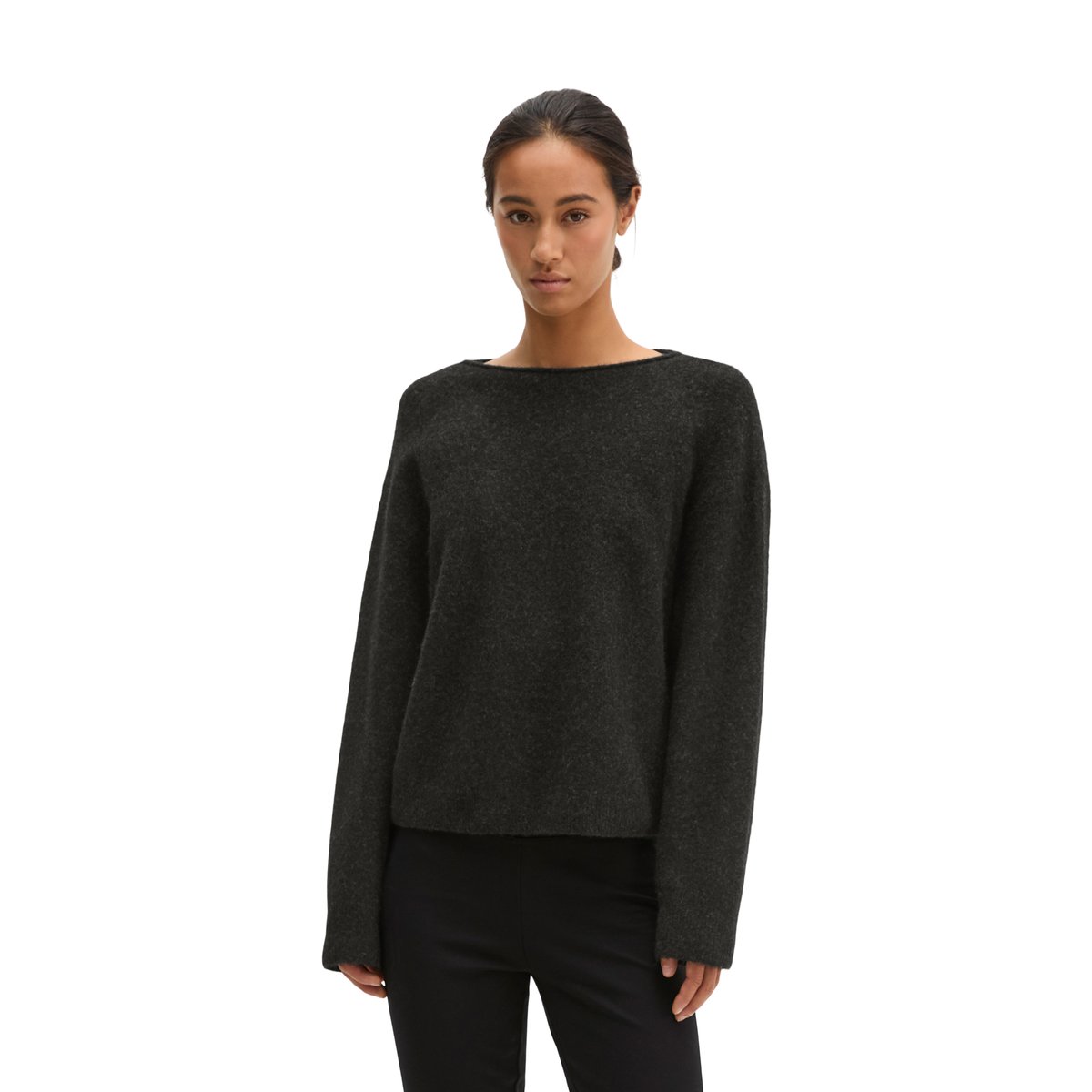 Pull en maille coupe classique en un mélange doux de poils de yack et de laine d'alpaga gris, MARC O'POLO