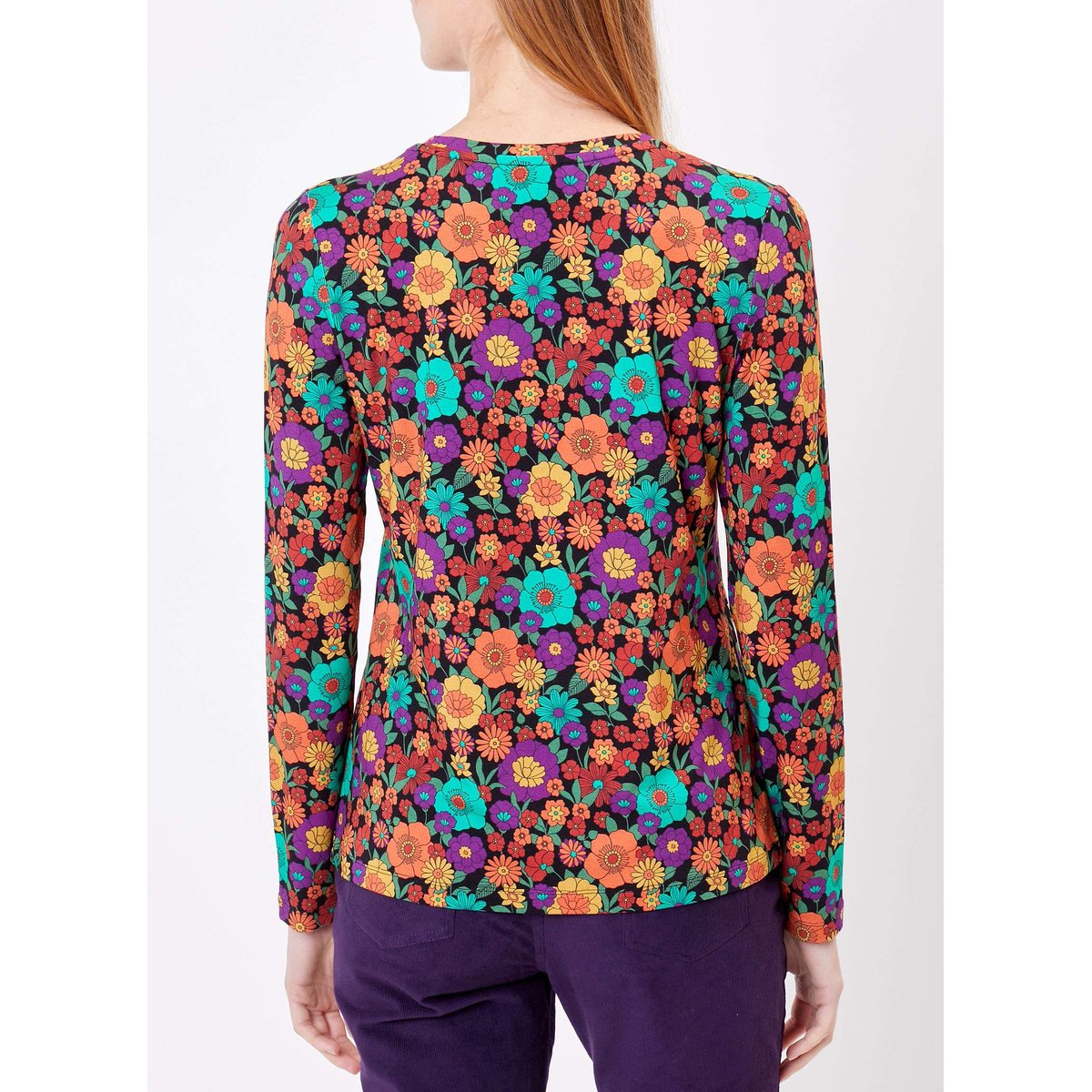 Tee shirt imprimé droit col V JULIA orange multicolore, PRINCESSE NOMADE