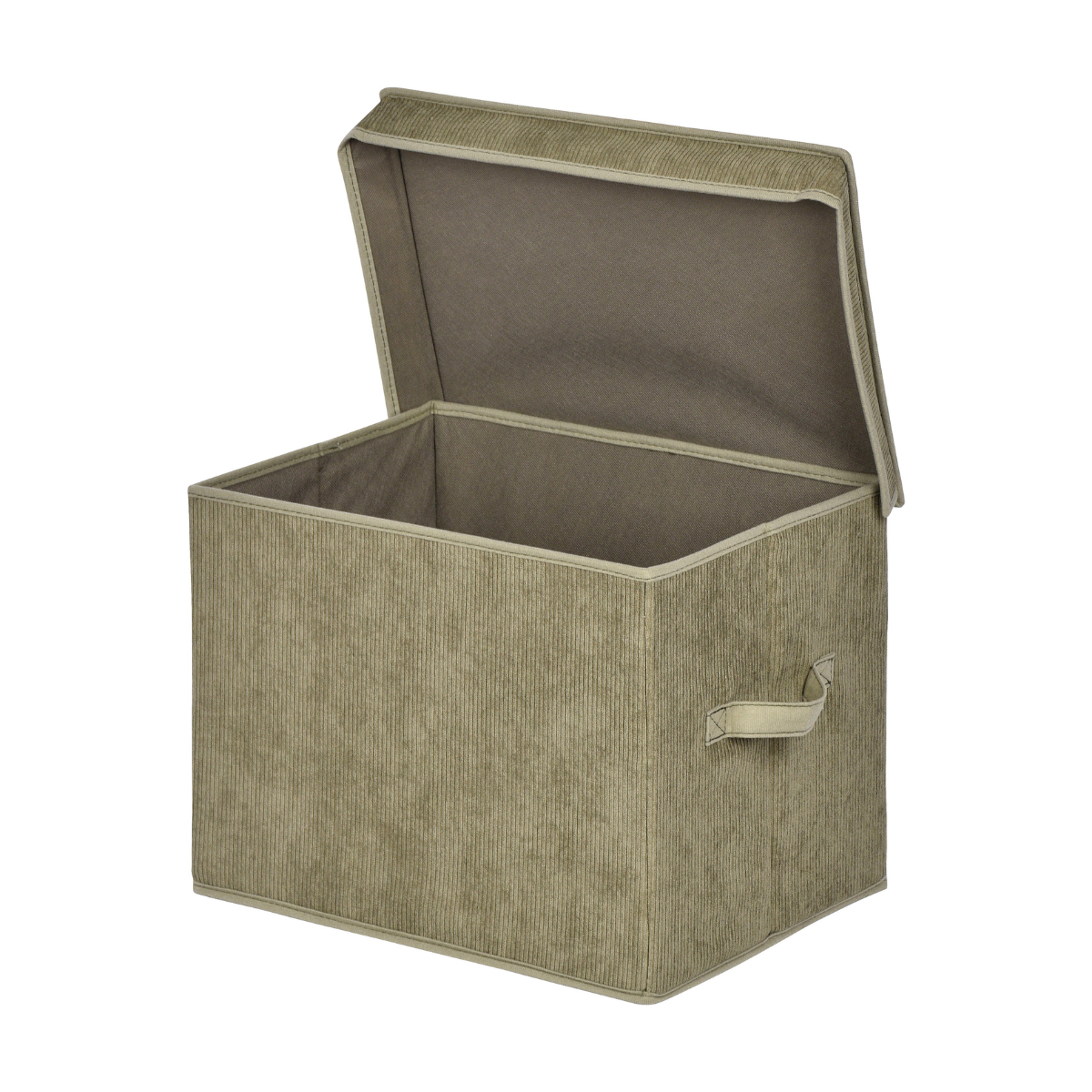 Boîte rangement haute avec couvercle tissu velours côtelé kaki - H30 cm vert kaki, CALICOSY