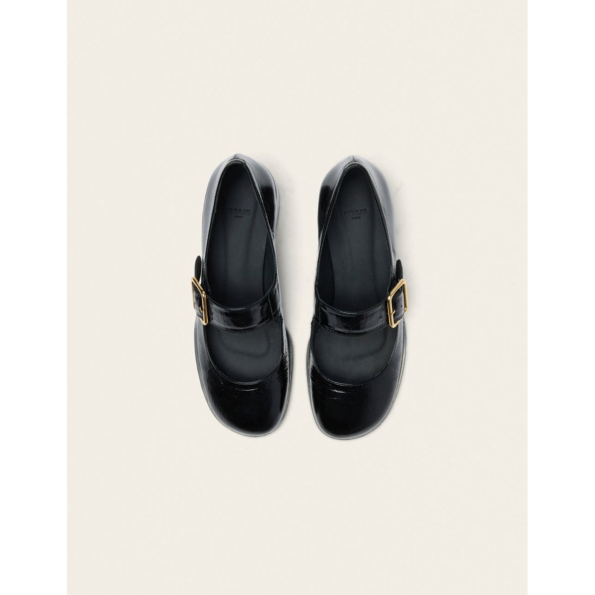 Escarpins AMARI cuir plissé verni noir, ODAJE