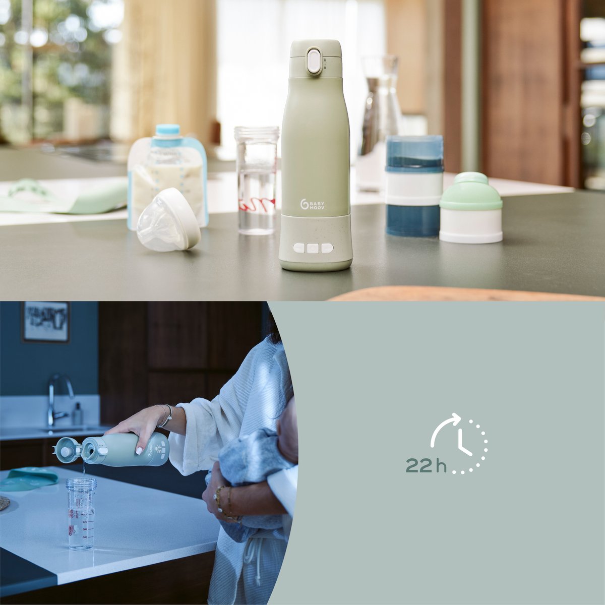 Chauffe-biberon nomade Moov & Feed vert, BABYMOOV