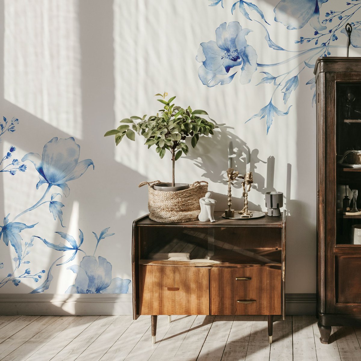 Papier peint panoramique Azulejos, Beige 150 x 250cm bleu, ACTE DECO