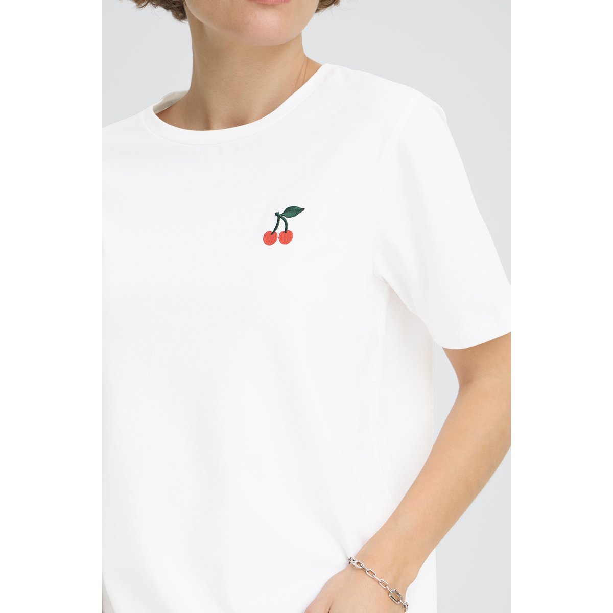 T-shirt manches courtes, coupe droite, col rond blanc optical white, B.YOUNG