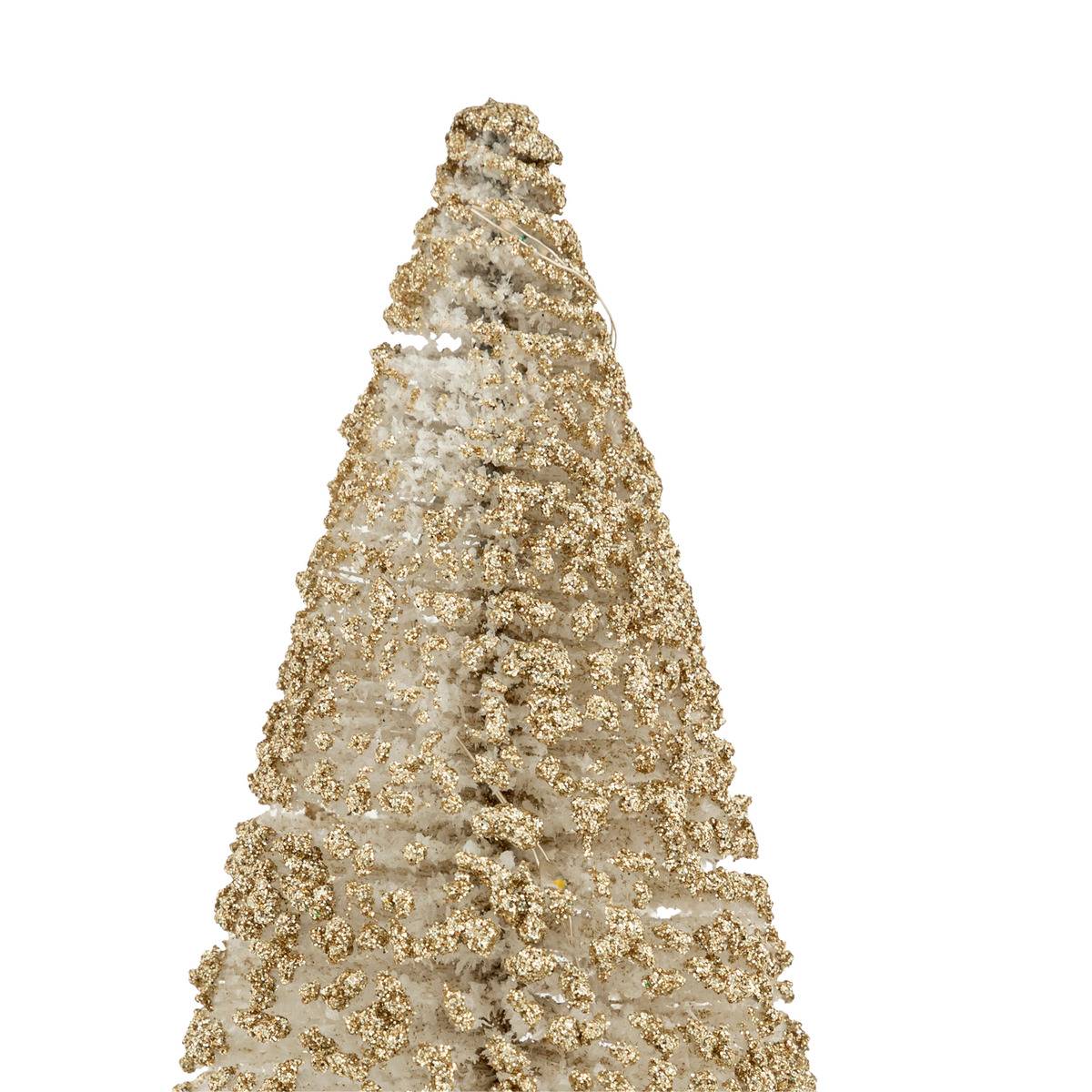 Décoration sapin blanc et or H30cm 10 LED blanc chaud à piles blanc, FEERIC LIGHTS & CHRISTMAS