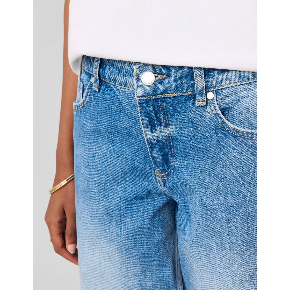 Jean straight taille basse bleu moyen, BZB
