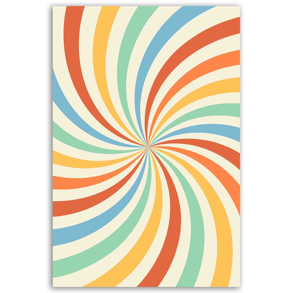 Tableau spirale multicolore rétro toile imprimée, HEXOA