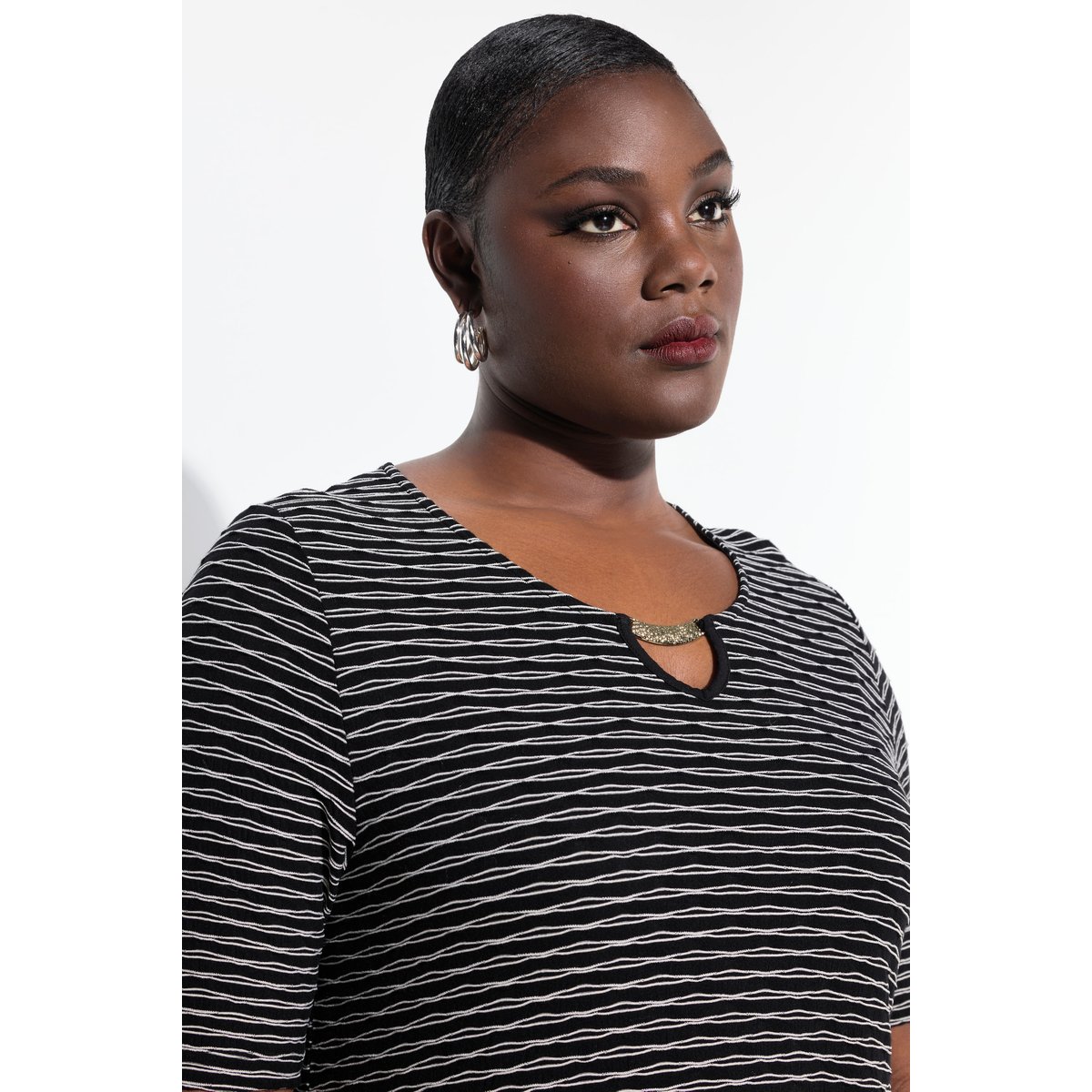 T-shirt col rond et manches courtes noir, ULLA POPKEN