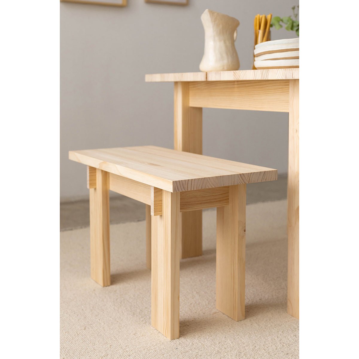 Banc en pin massif verni BEGUR PETIT bois clair, NAAN FURNITURE