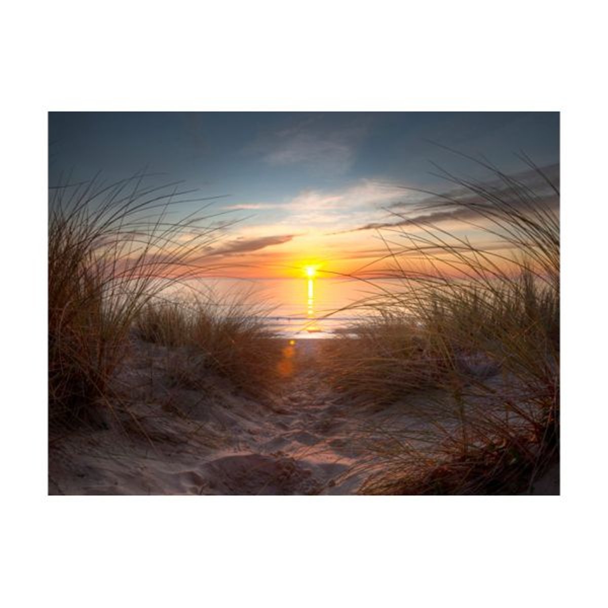 Papier peint intissé panoramique Paysage Coucher de soleil sur l'océan Atlantique jaune / doré, EDEN