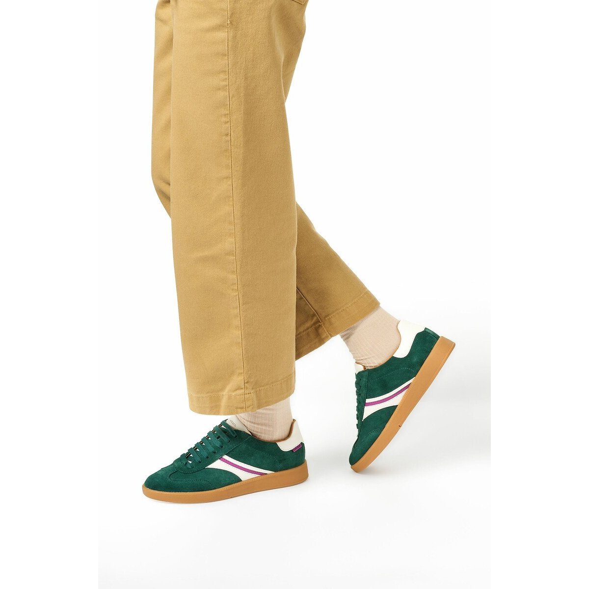 Baskets respirantes en cuir Meleda vert foncé, GEOX