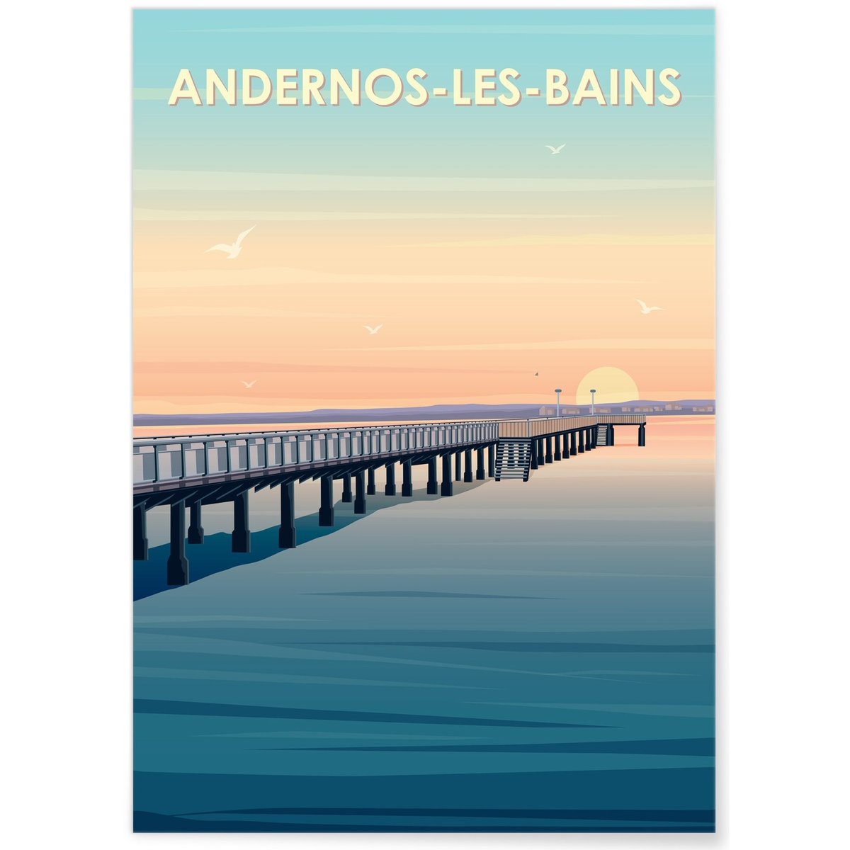 Affiche ville Andernos-les-Bains blanc, L'AFFICHERIE
