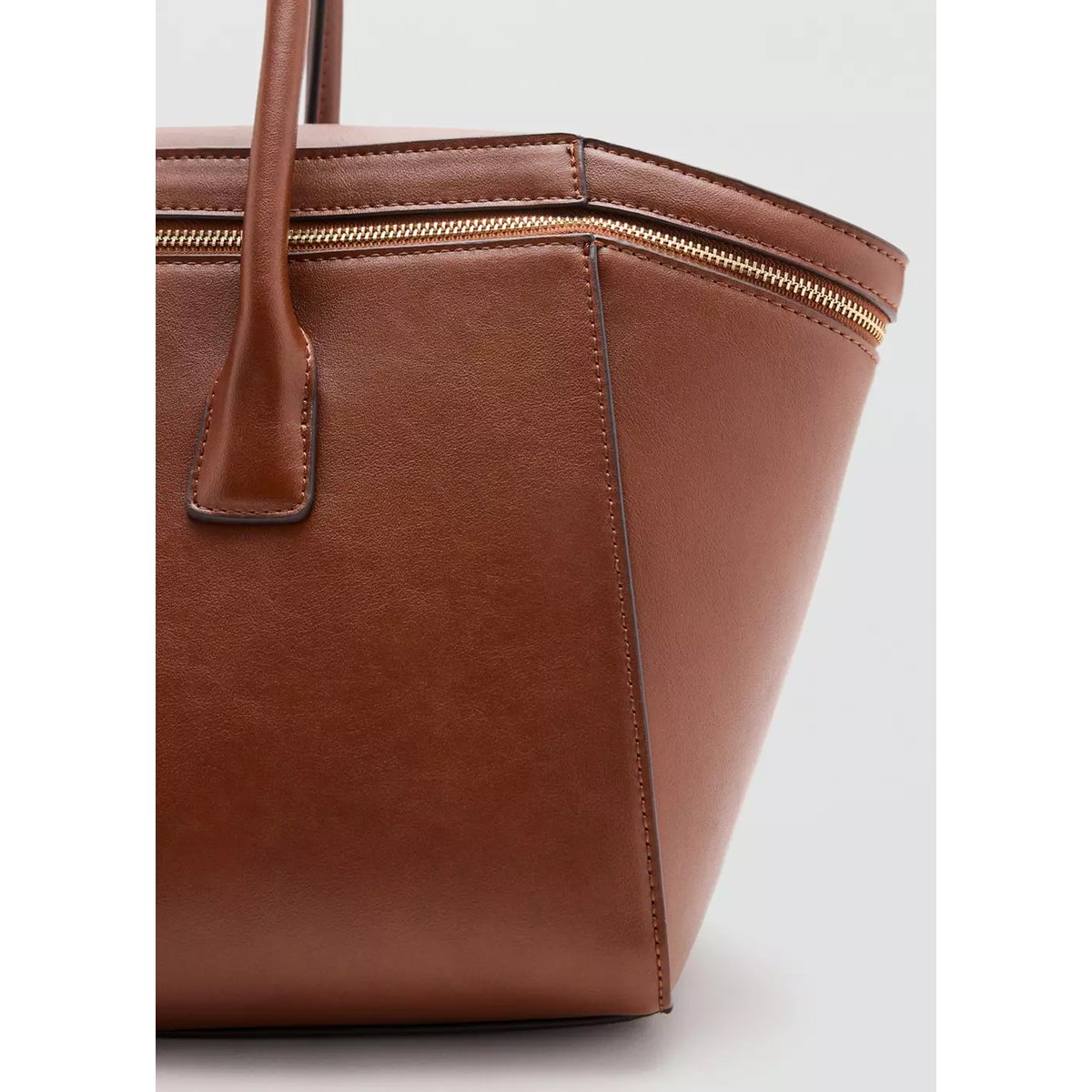 Sac bowling fermetures éclair marron moyen, MANGO