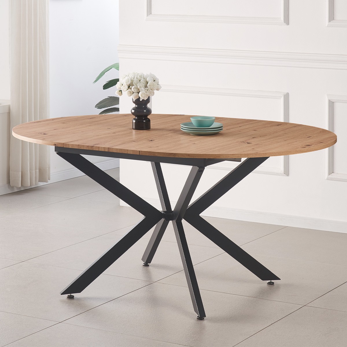 Table à manger extensible effet bois 4/6 personnes - MARIUS bois, HOMIFAB