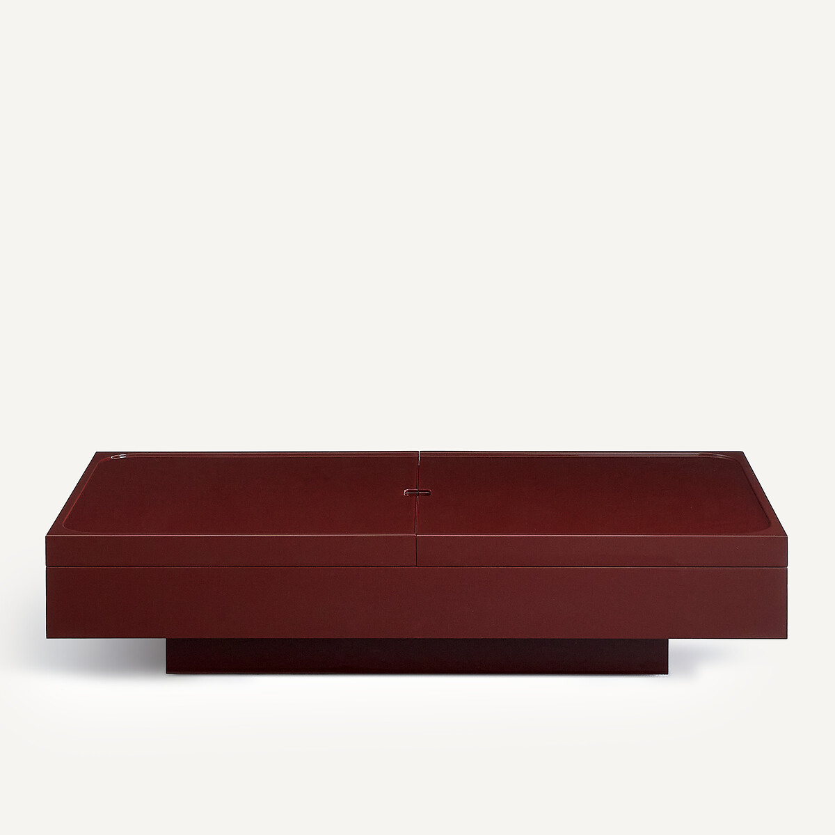 Table basse de rangement, en verre et laque, HIBASHI bourgogne, AM.PM