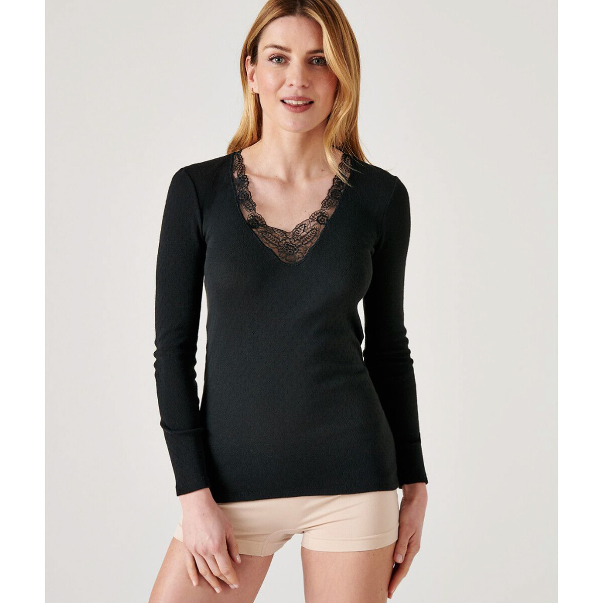 Camisola de mangas compridas Thermolactyl, grau 4 preto , DAMART