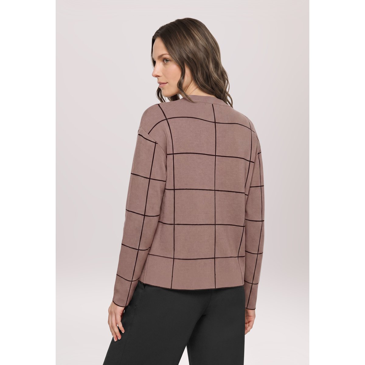 Pull-over en maille à motif jacquard patch taupe/black, BETTY BARCLAY