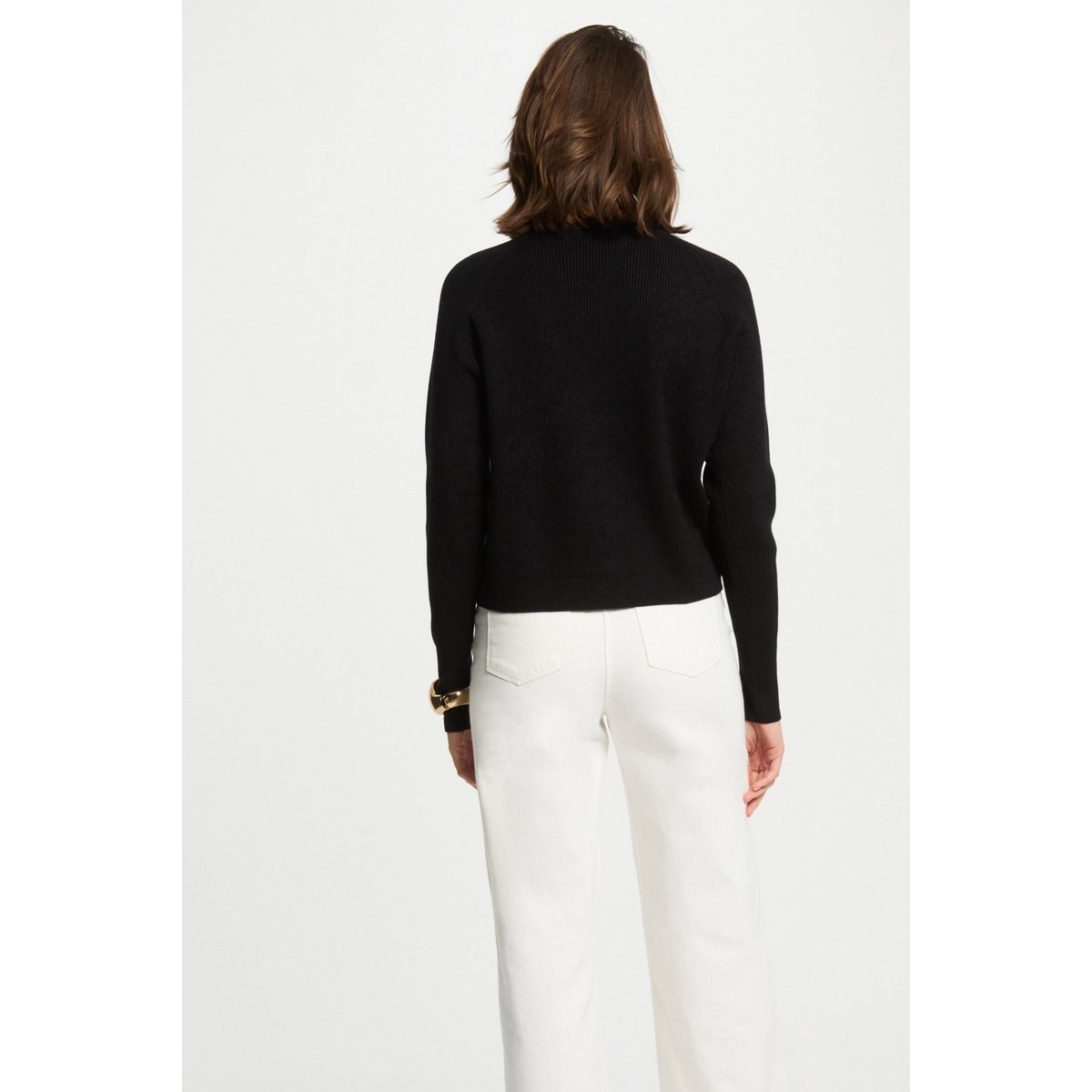 Pull col rond et boutons noir, MORGAN