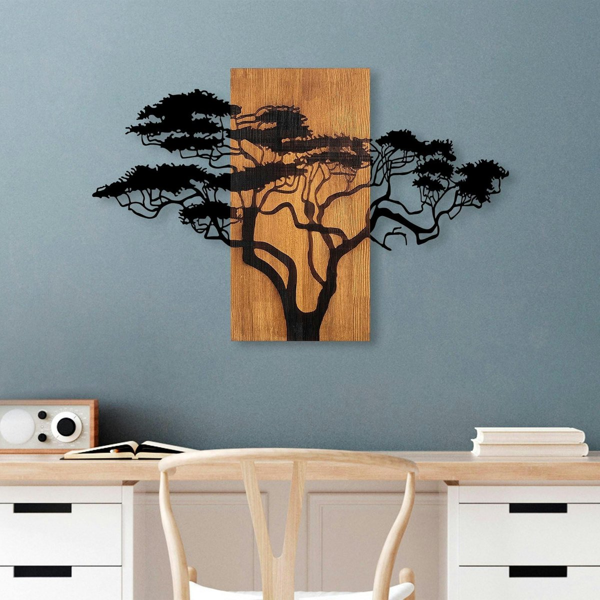 Décoration murale métal et bois – Acacia noir, PIER IMPORT