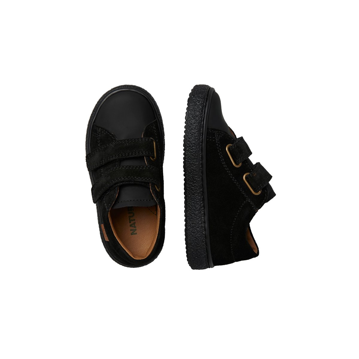 Baskets en cuir et synthétique CAREX VL noir, NATURINO