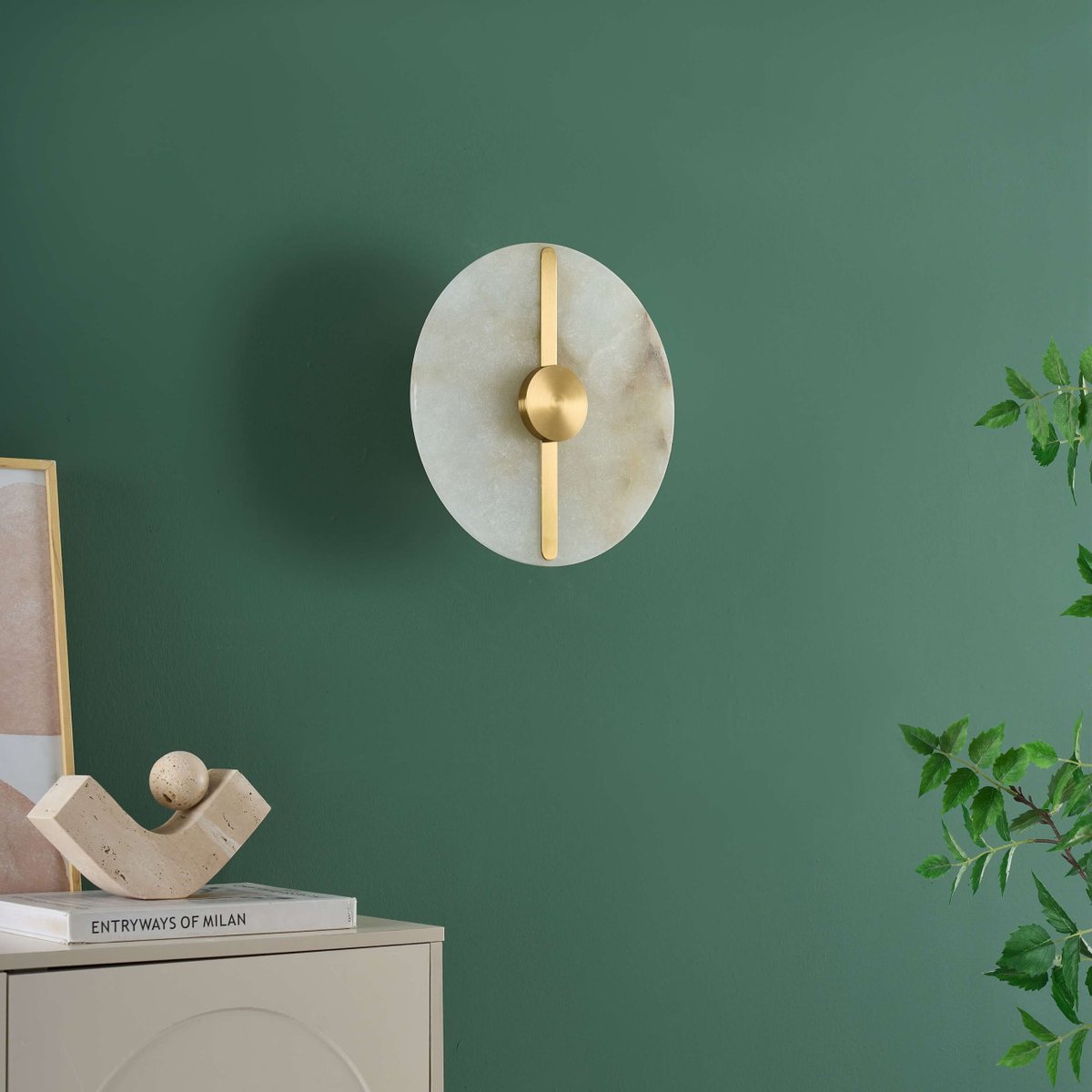 Applique LED disque en albâtre - LUNÉA laiton et blanc, KOSILUM