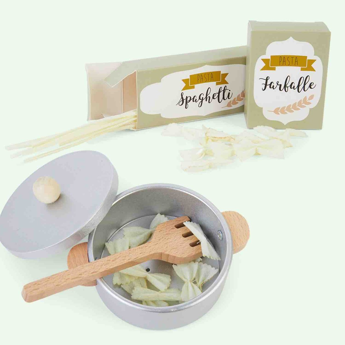 Jouet en bois dinette pâtes multicolore, JABADABADO