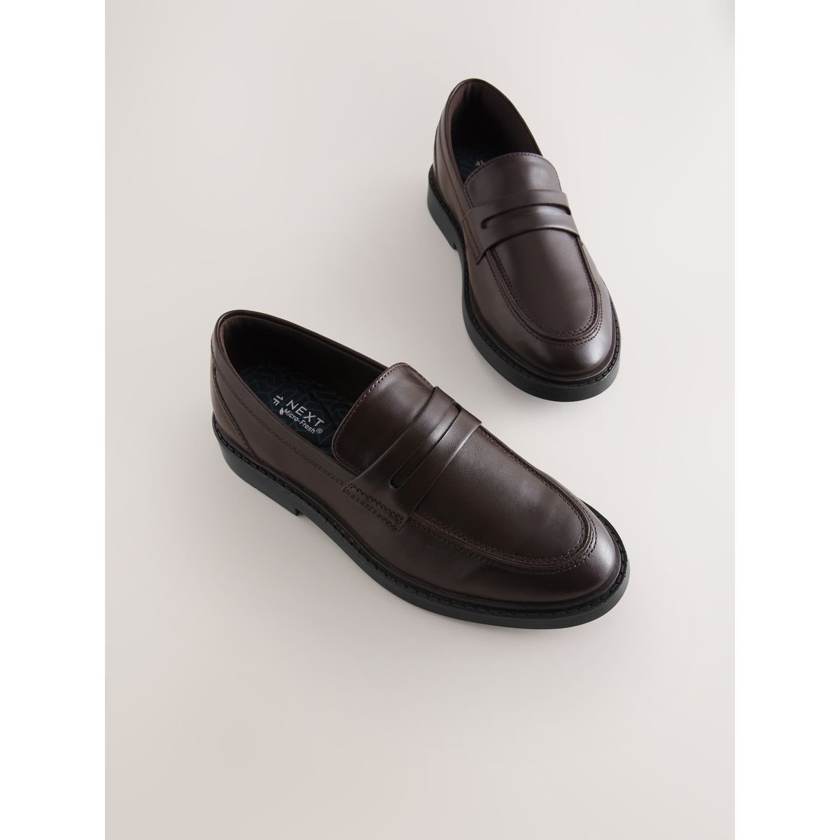 Mocassins habillés cuir brun chocolat, NEXT