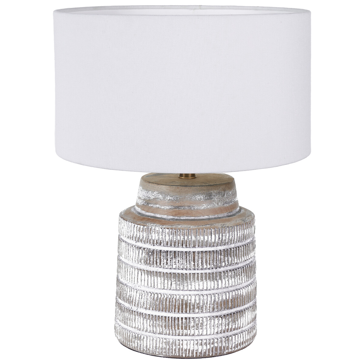 Pai Textured Wood Table Lamp in White Wash white, SO'HOME