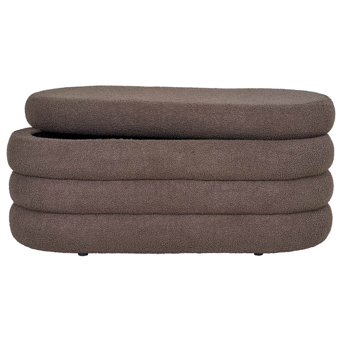 Pouf avec rangement en tissu bouclette, NEO marron, BEST MOBILIER