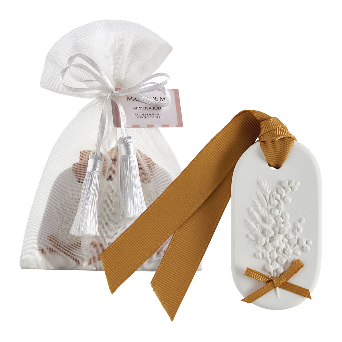 Pochon de 3 décors parfumés - Mimosa Joli blanc, MATHILDE M