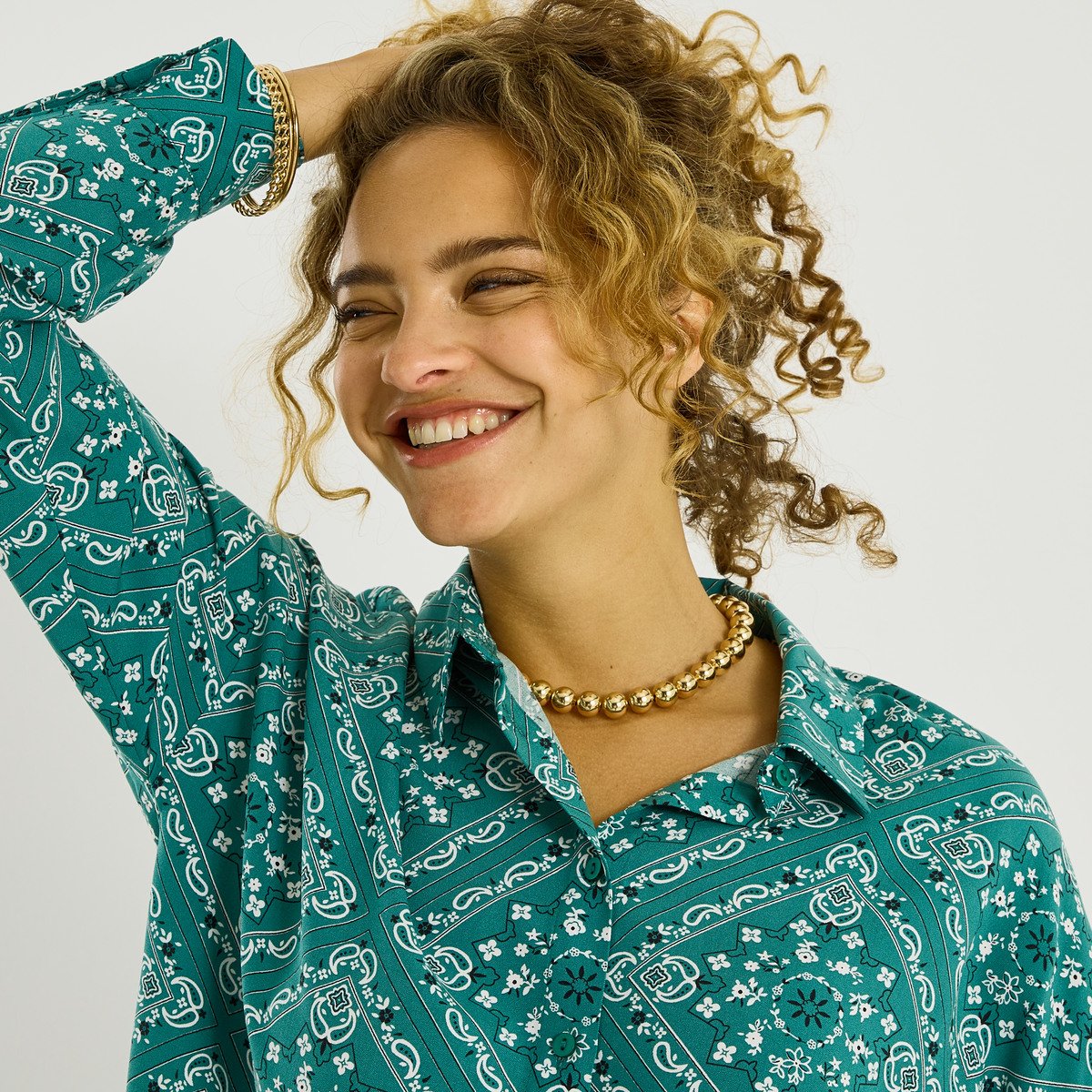 Chemise oversize imprimée vert, GRAIN DE MALICE