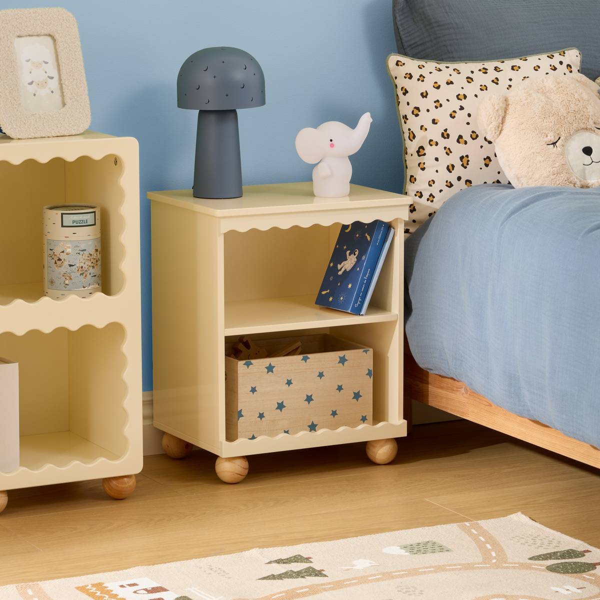 Table de chevet enfant 2 niveaux BOULI beige, ATMOSPHERA FOR KIDS